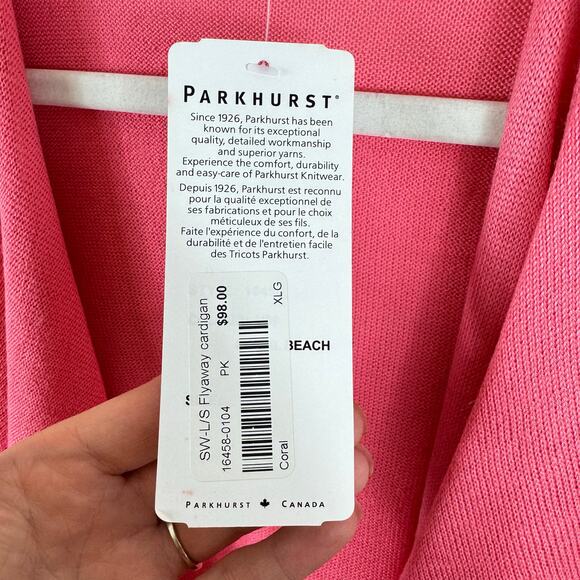 Parkhurst NWT Flyaway Pink Coral  Ruffled Long Sleeve Open Cardigan Sweater XL - Picture 6 of 6